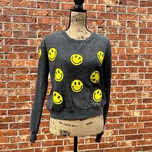 Relaxx SMILEY face sweatshirt! Yellow on Grey Sweatshirt 😀FUN & FLATTERING